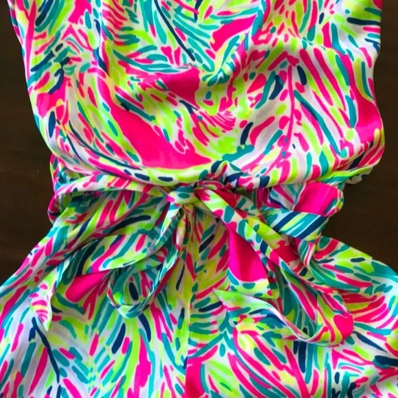 NWOT Lilly Pulitzer Gorgeous Palm Reader Romper Bright Neon Tropical Print- XXS - Picture 7 of 12